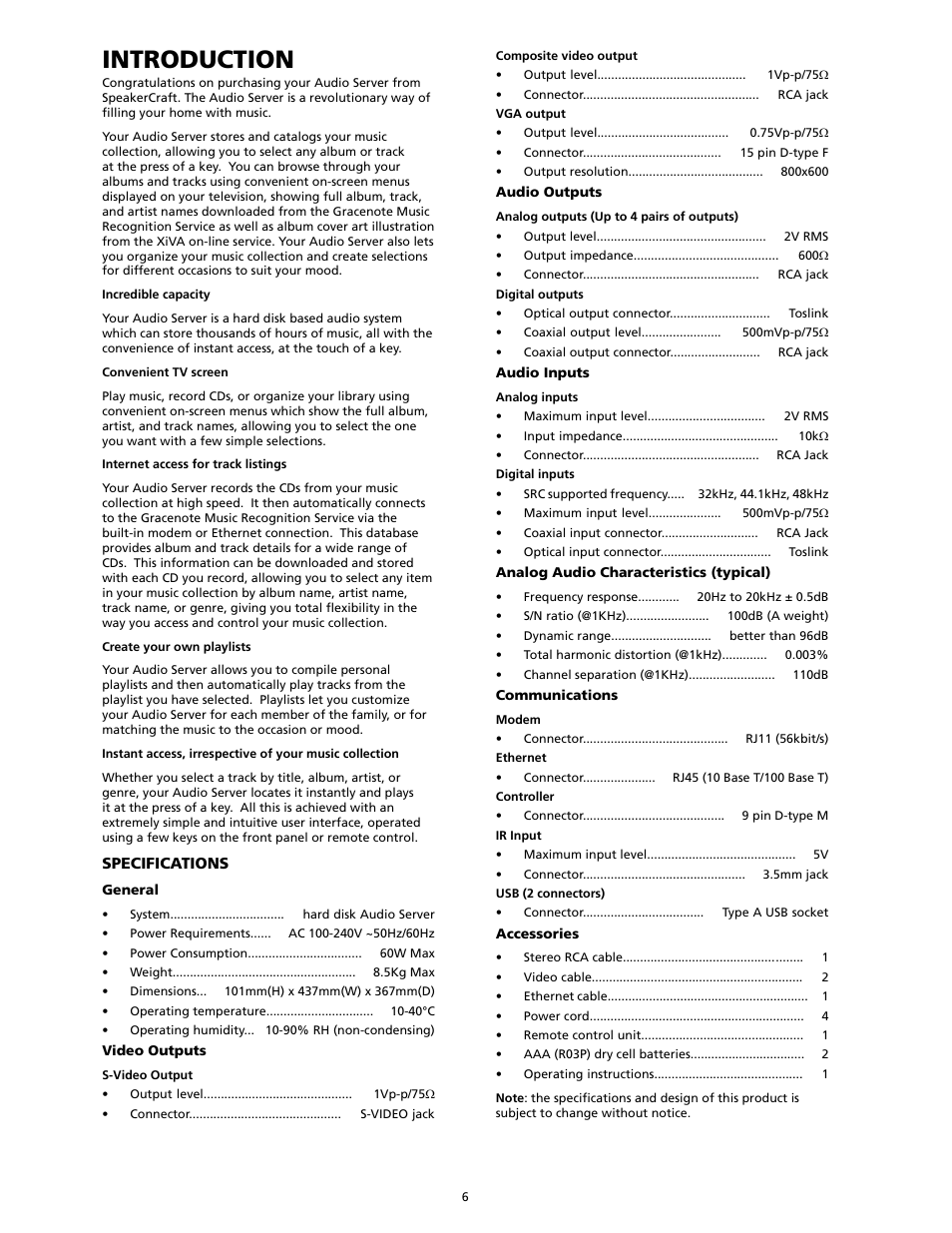 Introduction | SpeakerCraft Home Theater Server User Manual | Page 10 / 44