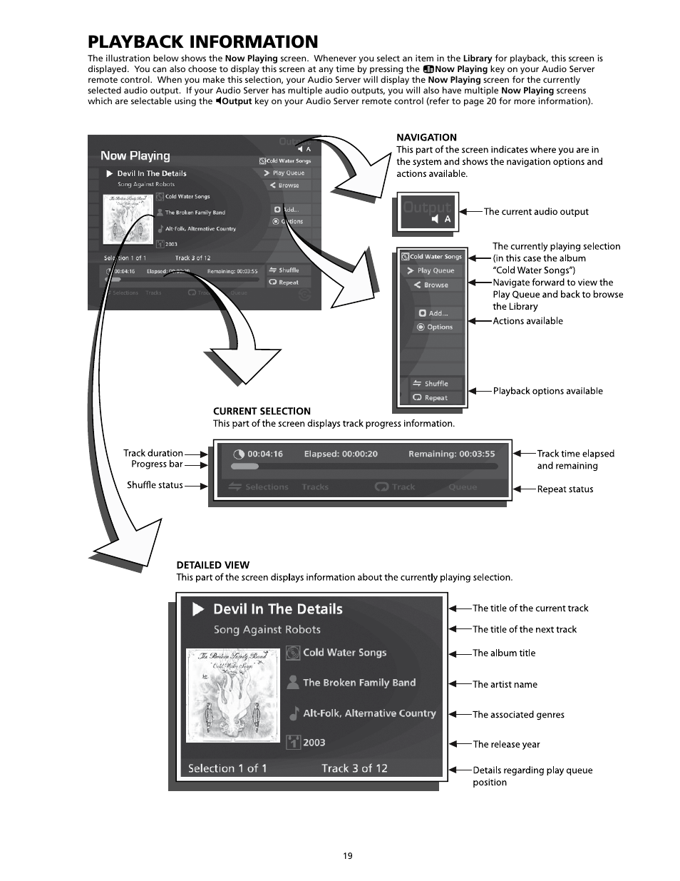 Playback information | SpeakerCraft Home Theater Server User Manual | Page 23 / 44