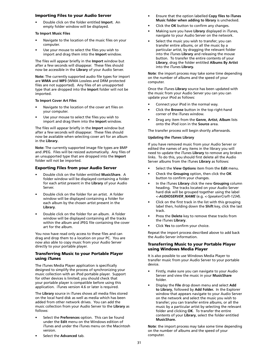 SpeakerCraft Home Theater Server User Manual | Page 35 / 44