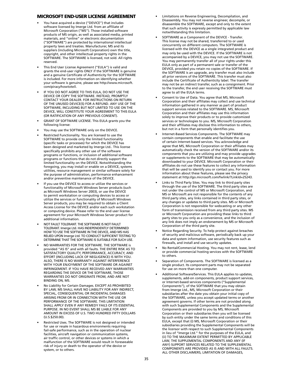 Microsoft end-user license agreement | SpeakerCraft Home Theater Server User Manual | Page 39 / 44