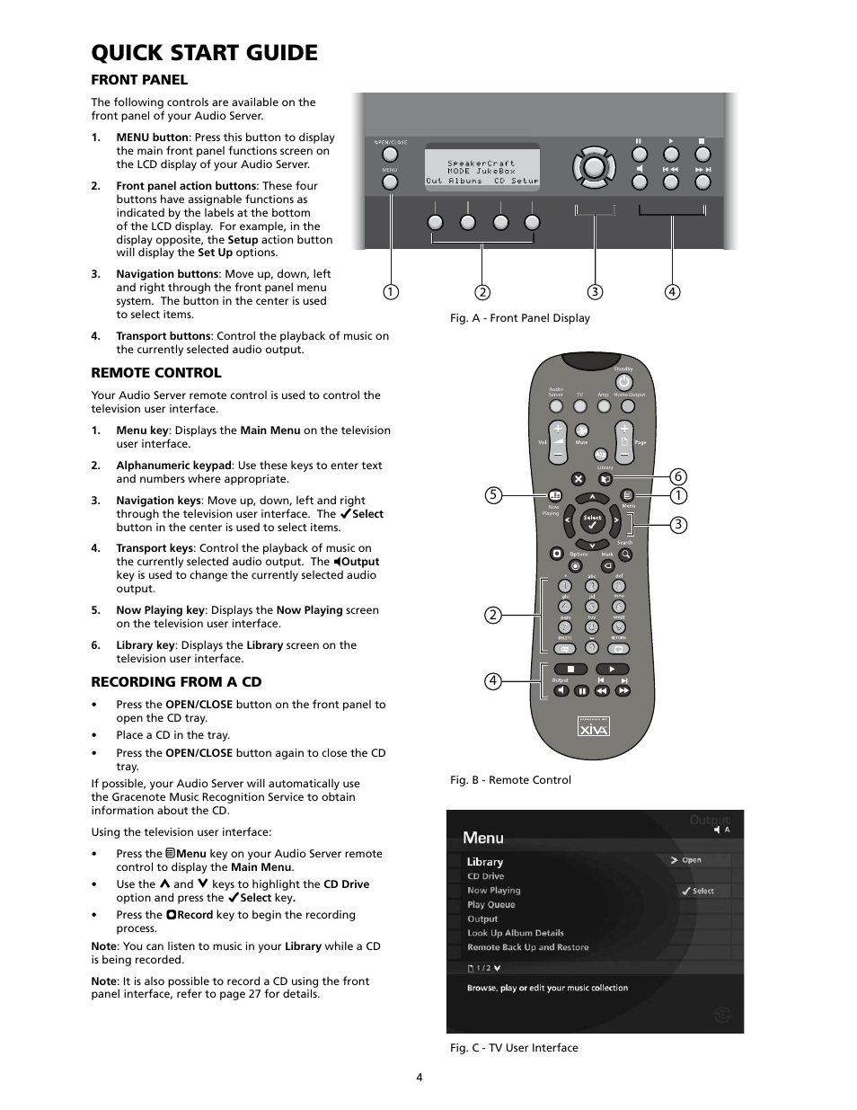 Quick start guide | SpeakerCraft Home Theater Server User Manual | Page 8 / 44
