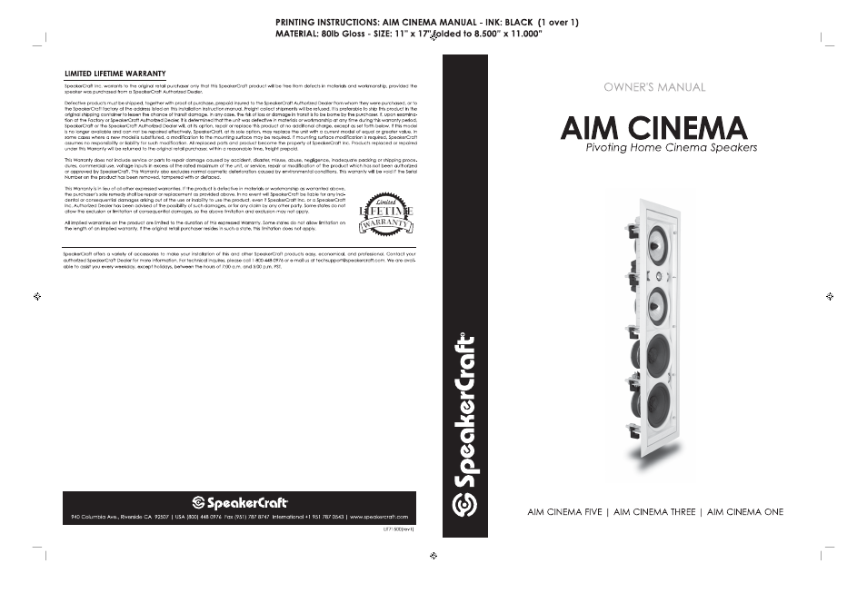 SpeakerCraft Home Theater System User Manual | 4 pages