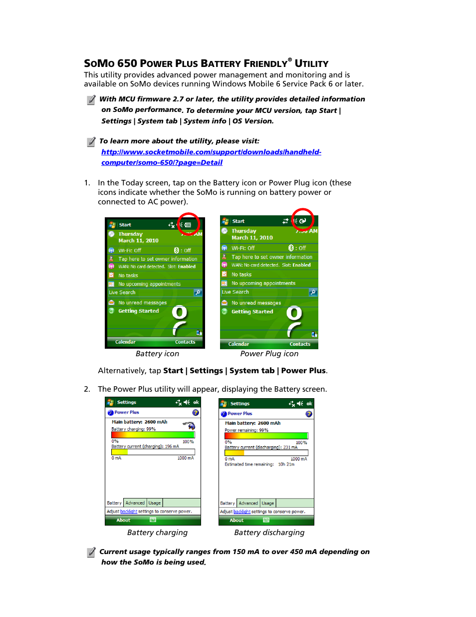 Online help, Ower, Attery | Riendly, Tility | Socket Mobile SoMo 650 User Manual | Page 33 / 75