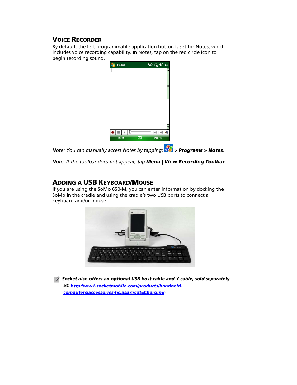 Somo 650 power plus battery friendly® utility, Oice, Ecorder | Dding a, Eyboard, Ouse | Socket Mobile SoMo 650 User Manual | Page 37 / 75