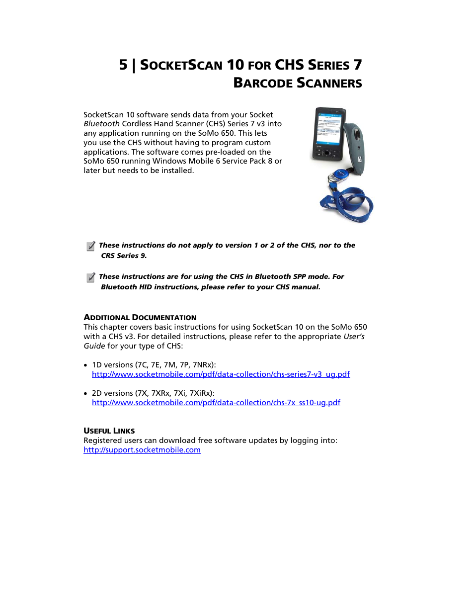 5 | socketscan 10 for chs barcode scanners, 5 | s, Ocket | Eries, Arcode, Canners | Socket Mobile SoMo 650 User Manual | Page 45 / 75