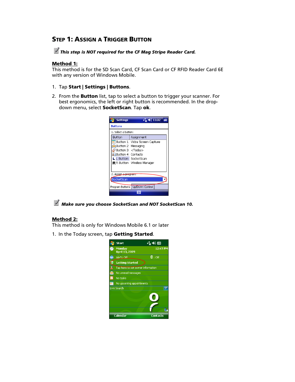 Wi-fi finder, Ssign a, Rigger | Utton | Socket Mobile SoMo 650 User Manual | Page 50 / 75