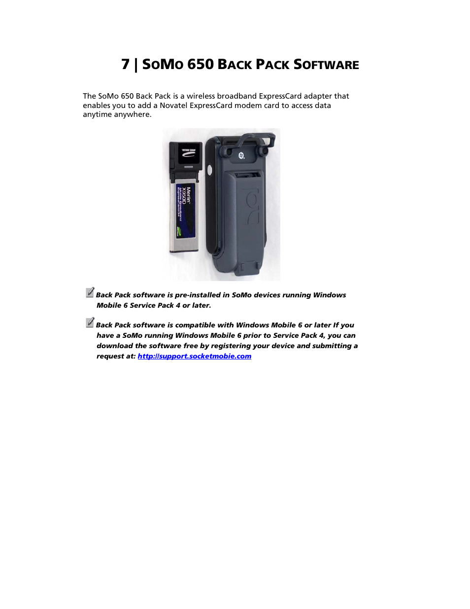 7 | somo 650 back pack software, 7 | somo 650 back pack software 54, 7 | s | Socket Mobile SoMo 650 User Manual | Page 54 / 75