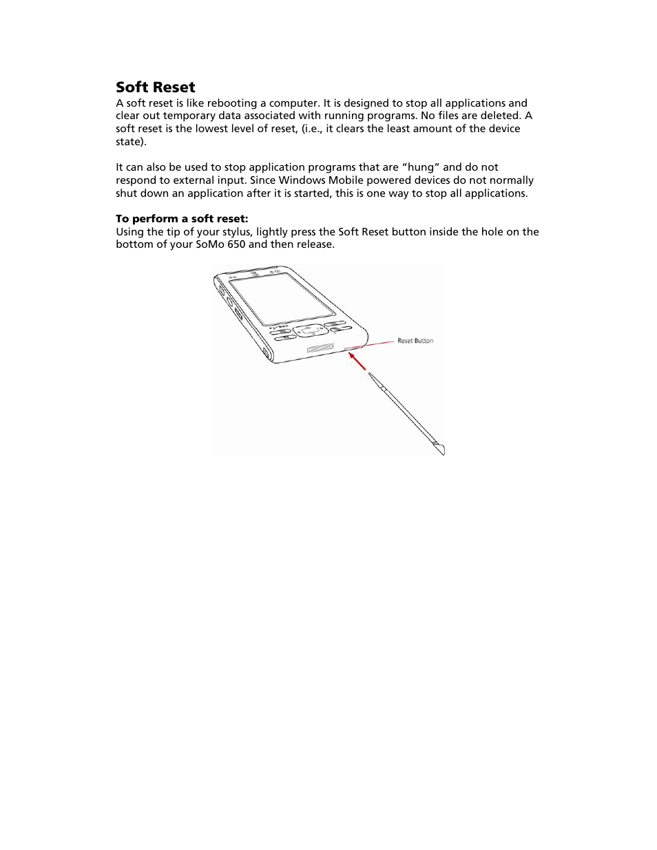 Soft reset | Socket Mobile SoMo 650 User Manual | Page 61 / 75