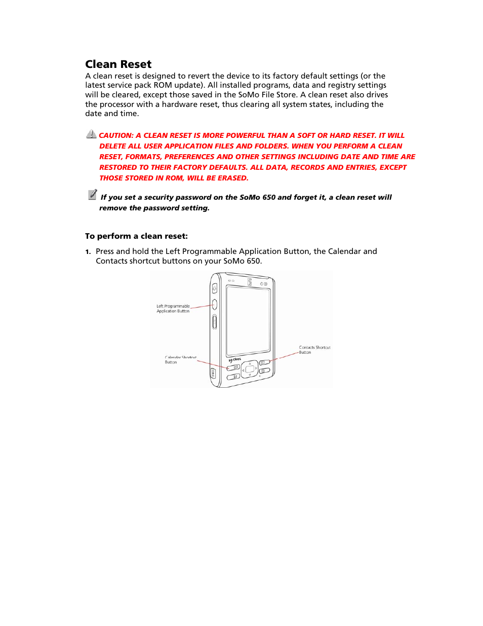 Step 3: connect to network, Clean reset | Socket Mobile SoMo 650 User Manual | Page 63 / 75