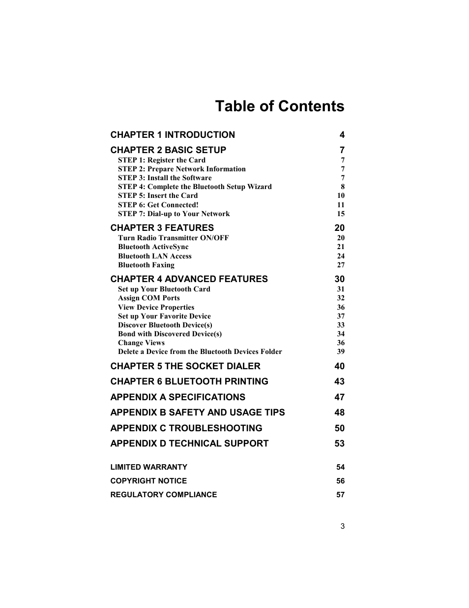 Socket Mobile BluetoothTM Connection Kit User Manual | Page 3 / 59
