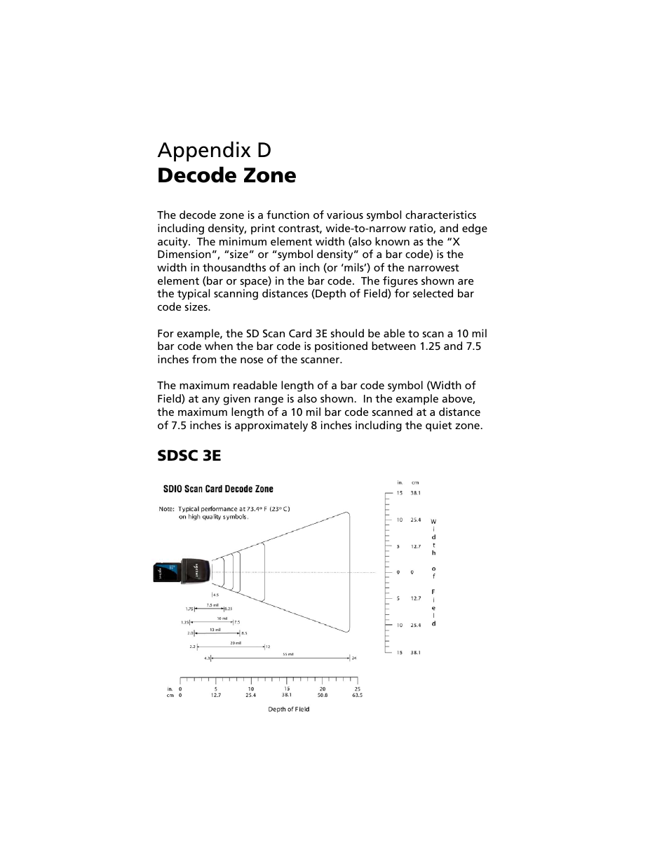 Appendix d decode zone, D | decode zone 42, Sdsc 3e | Socket Mobile Secure Digital Scan Card Series 3 User Manual | Page 42 / 60