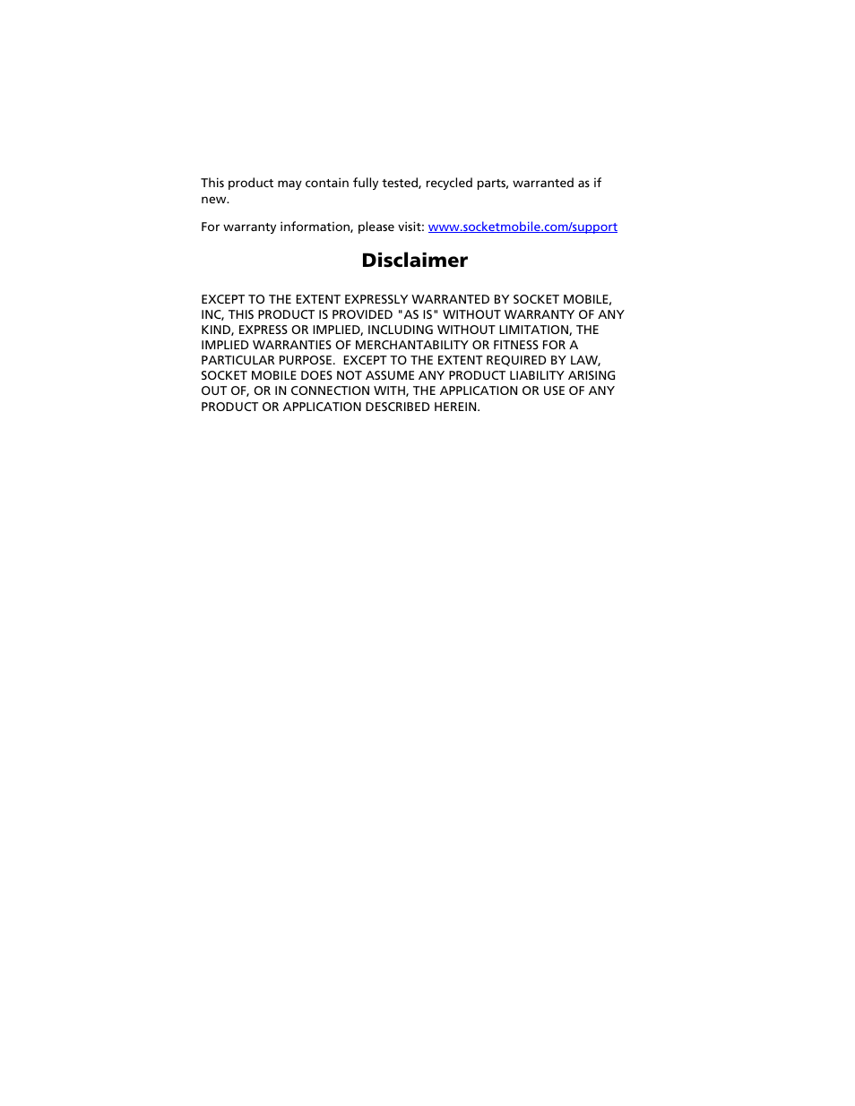 Disclaimer | Socket Mobile Secure Digital Scan Card Series 3 User Manual | Page 54 / 60