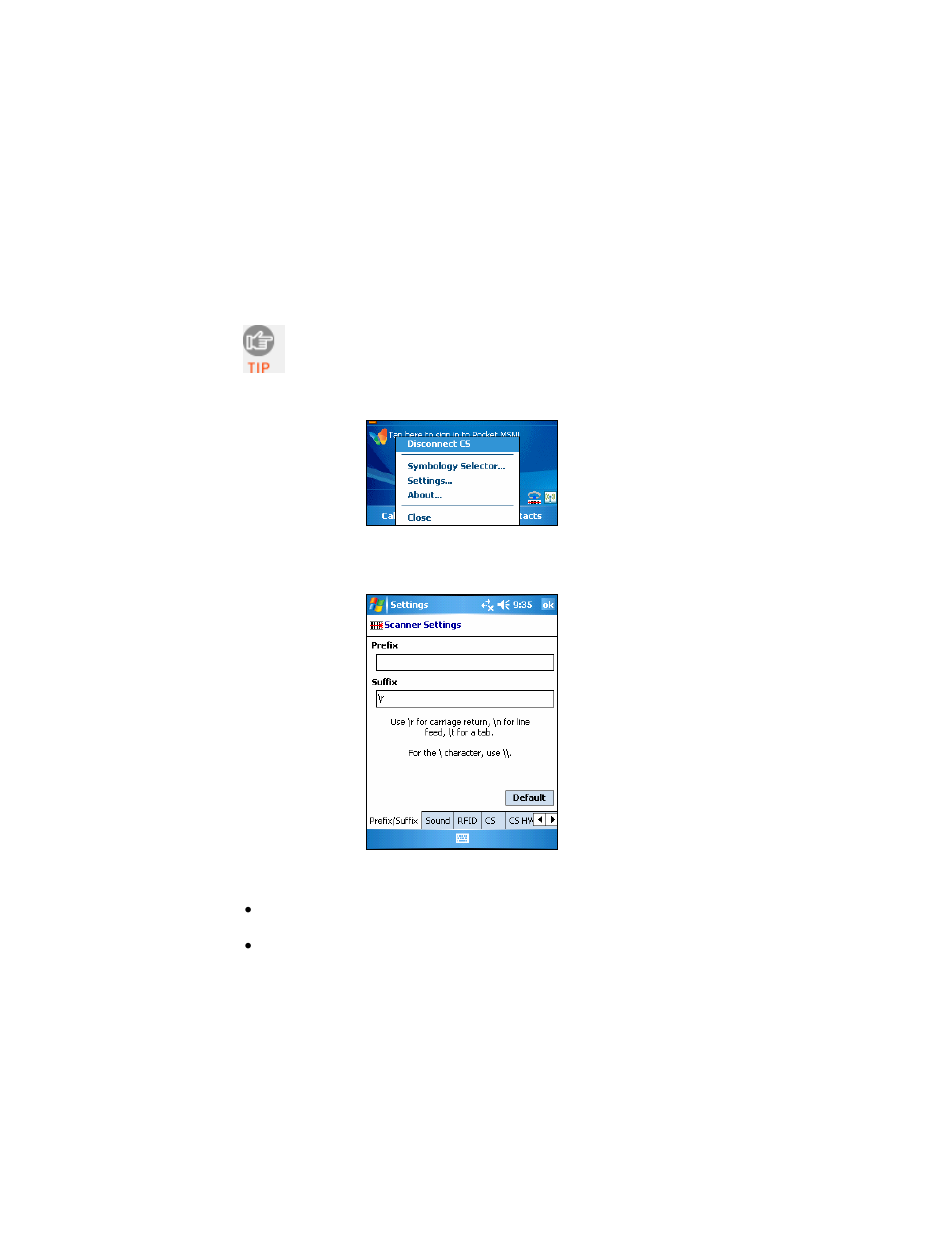 Optional: configure prefix/suffixes | Socket Mobile Series 7 User Manual | Page 22 / 75