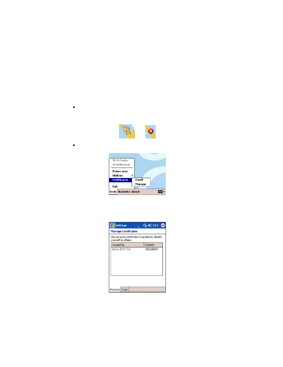 Manage certificates | Socket Mobile Socket Wi-FI Products P500x User Manual | Page 38 / 67