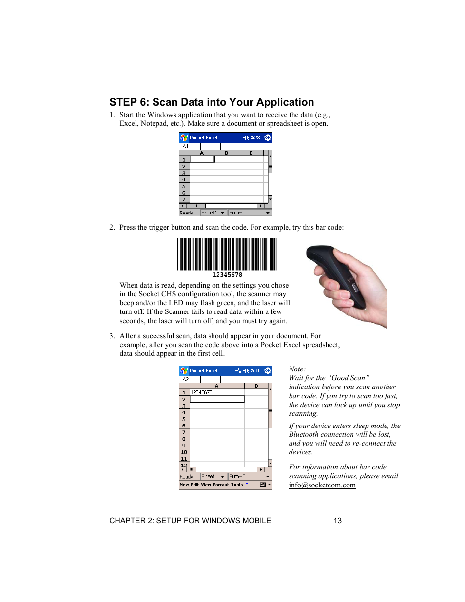 Step 6: scan data into your application | Socket Mobile 6410-00233 User Manual | Page 13 / 35