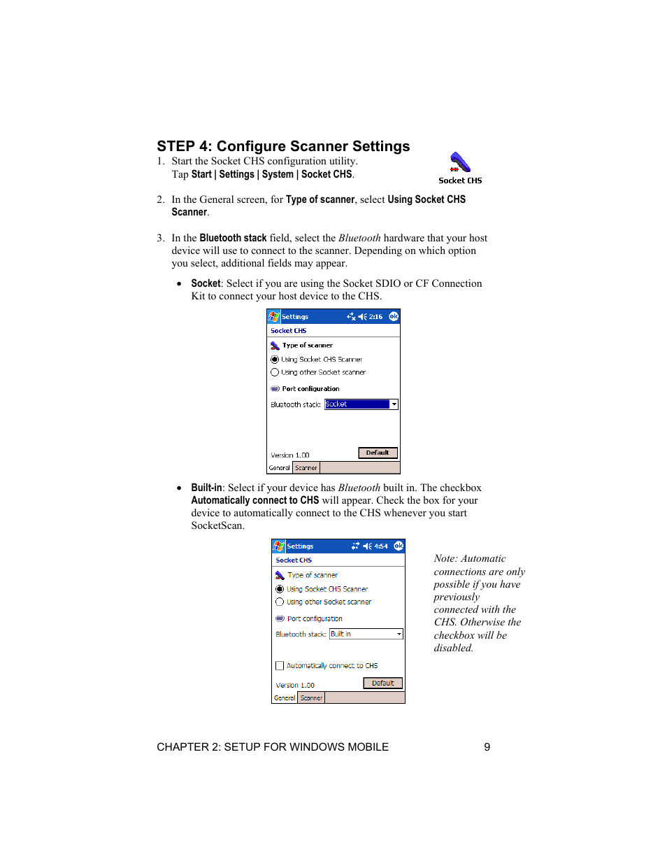 Step 4: configure scanner settings | Socket Mobile 6410-00233 User Manual | Page 9 / 35