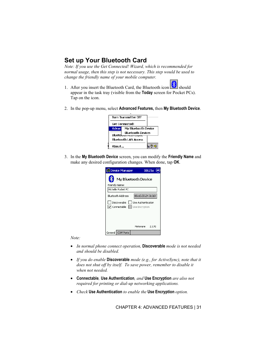 Set up your bluetooth card | Socket Mobile Bluetooth Connection Kit User Manual | Page 31 / 79