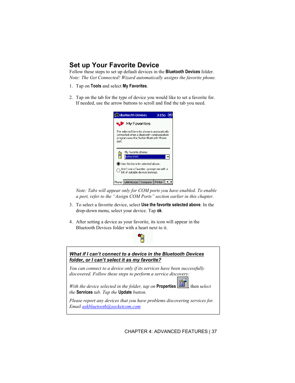 Set up your favorite device | Socket Mobile Bluetooth Connection Kit User Manual | Page 37 / 79