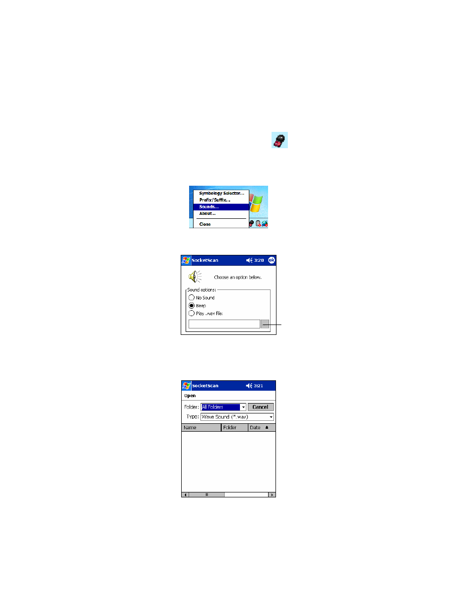 Optional: configure sounds 17, Optional: configure sounds | Socket Mobile 3E User Manual | Page 17 / 46