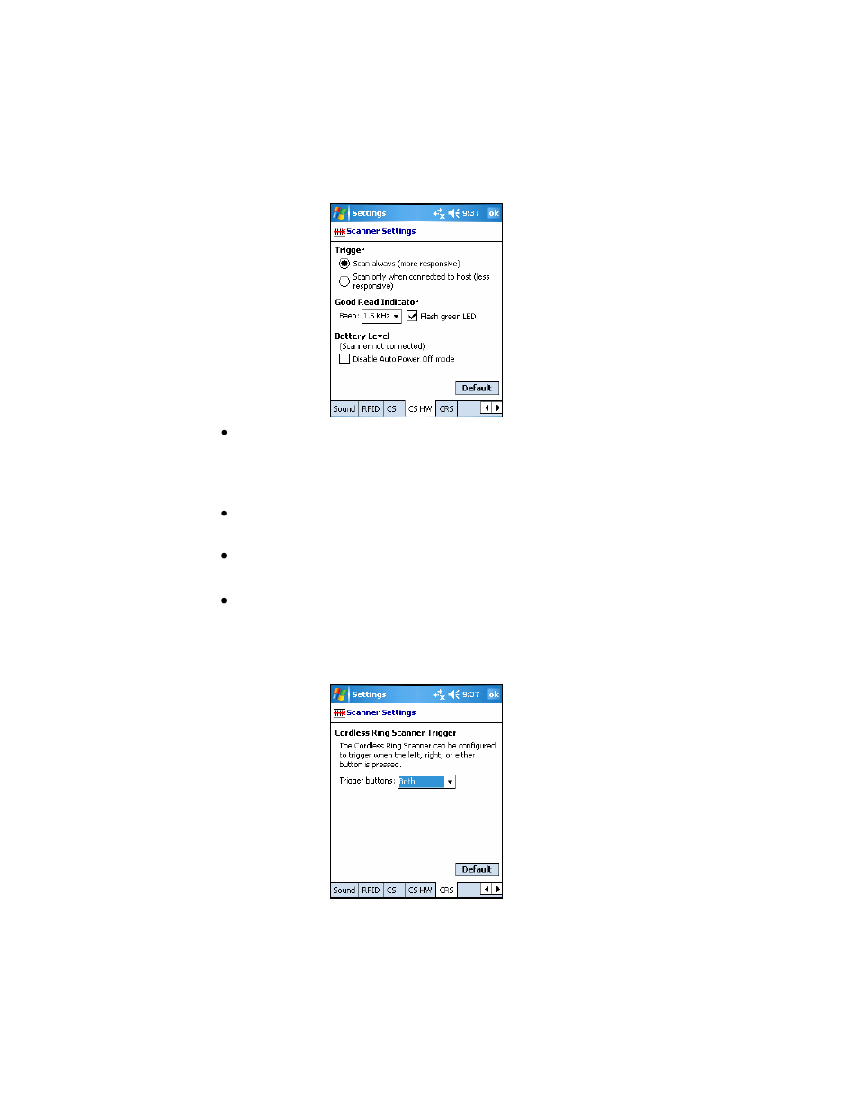 Step 2: configure scanner settings | Socket Mobile Series 9 User Manual | Page 19 / 68