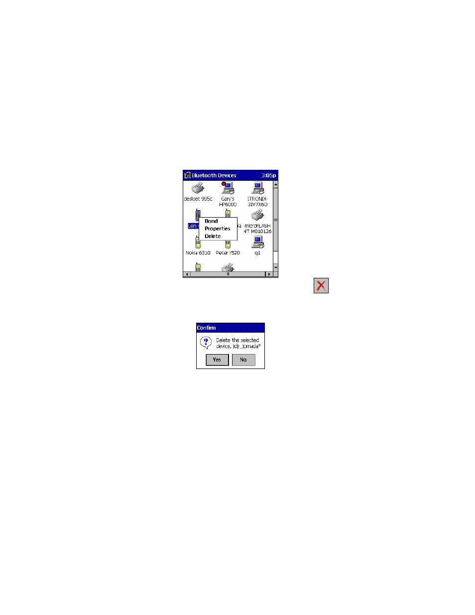 Delete a device from the folder | Socket Mobile SDIO User Manual | Page 48 / 89