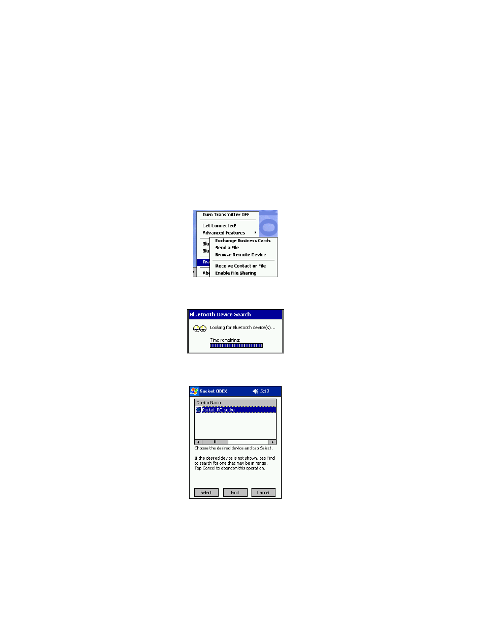 Send a file | Socket Mobile SDIO User Manual | Page 54 / 89