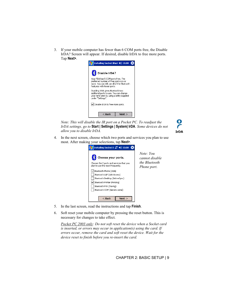 Socket Mobile CompactFlash/SDIO Connection Kit with Bluetooth Wireless Technology User Manual | Page 9 / 91