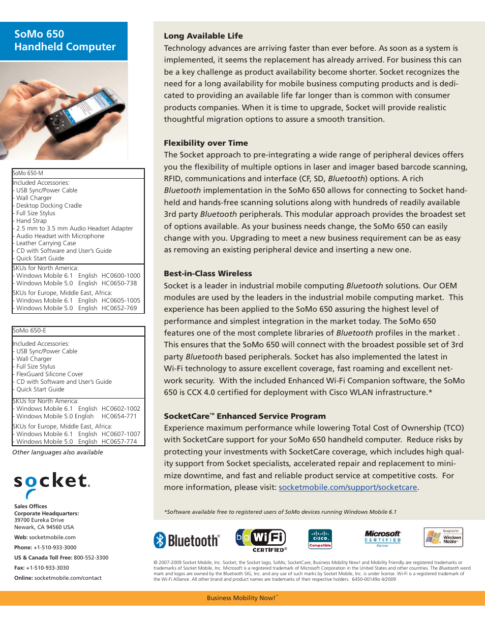 Somo 650 handheld computer | Socket Mobile Socket SoMo Handheld Computer 650 User Manual | Page 2 / 2