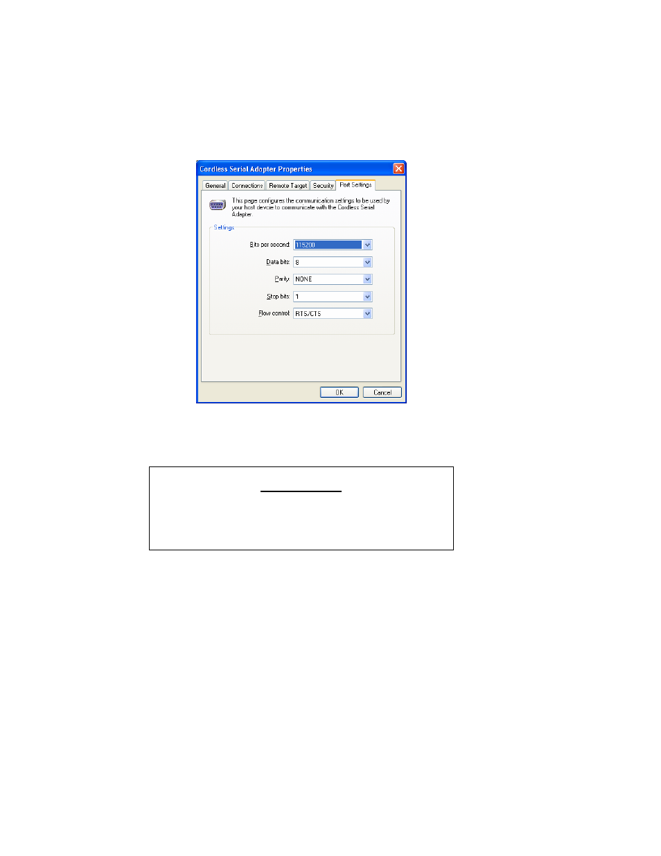 Port settings, Port settings 32, Important | Socket Mobile Cordless Serial Adapter User Manual | Page 32 / 49