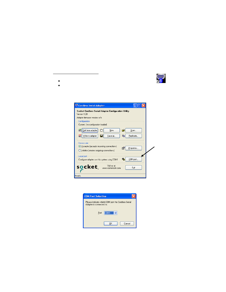 Step 4: configure the csa, Preliminary configuration | Socket Mobile Cordless Serial Adapter User Manual | Page 9 / 49