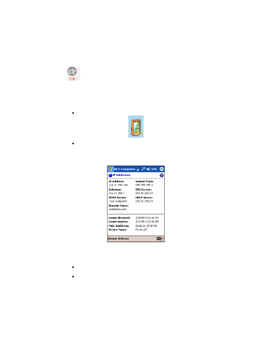 View ip addresses | Socket Mobile E500 User Manual | Page 35 / 63