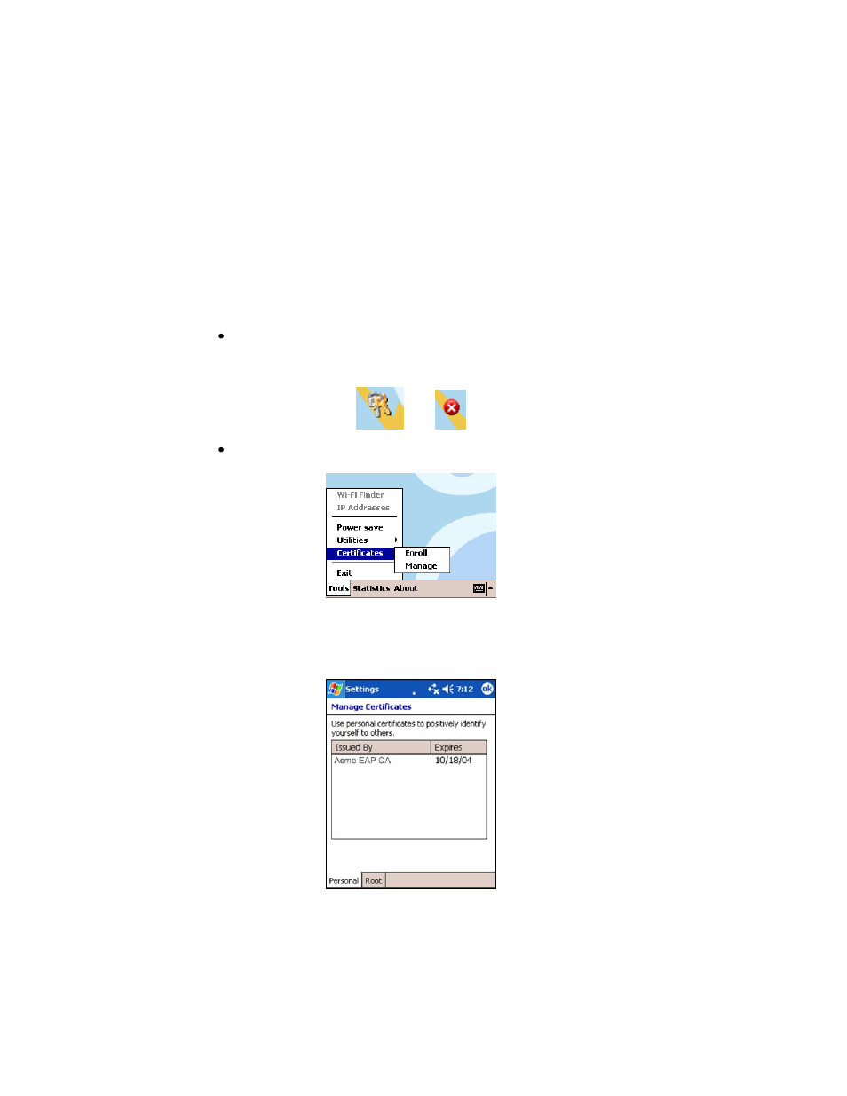Manage certificates | Socket Mobile E500 User Manual | Page 40 / 63