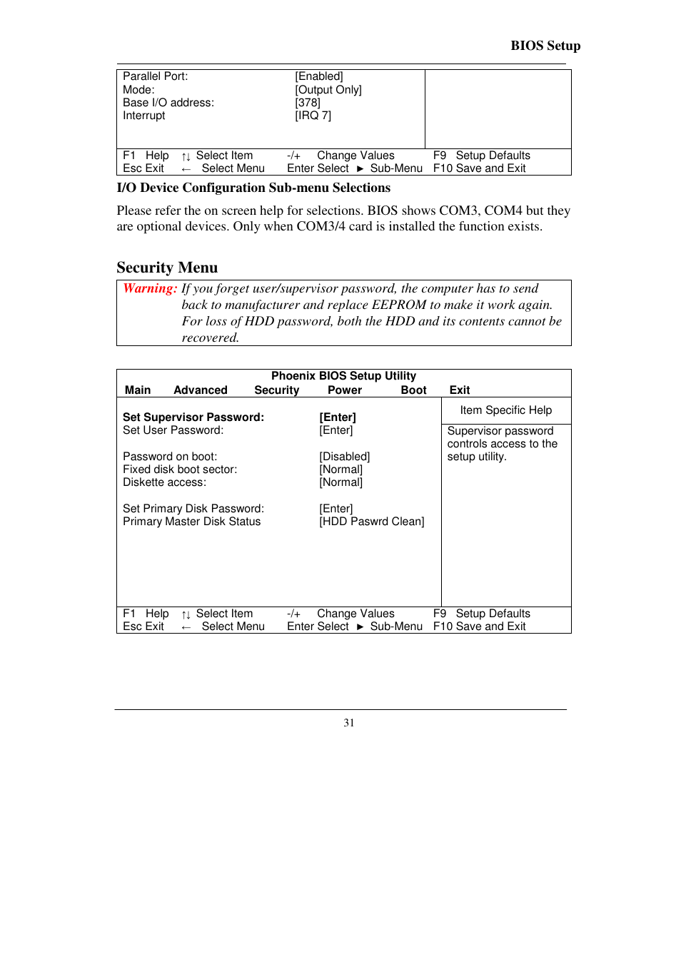 Security menu | Socket Mobile RT786 RT786EX User Manual | Page 39 / 48
