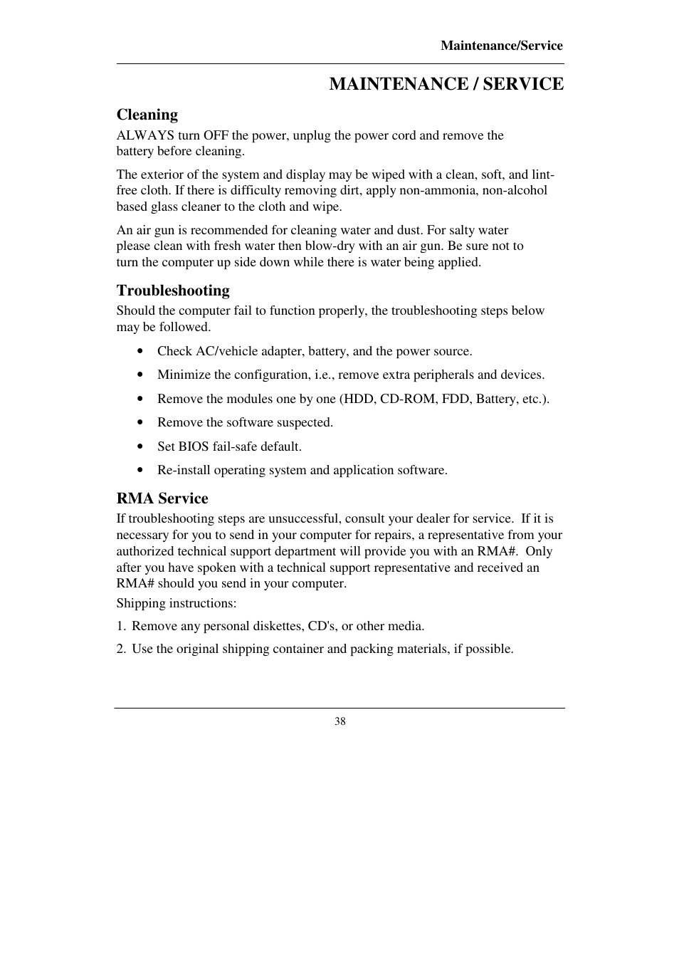 Maintenance / service | Socket Mobile RT786 RT786EX User Manual | Page 46 / 48
