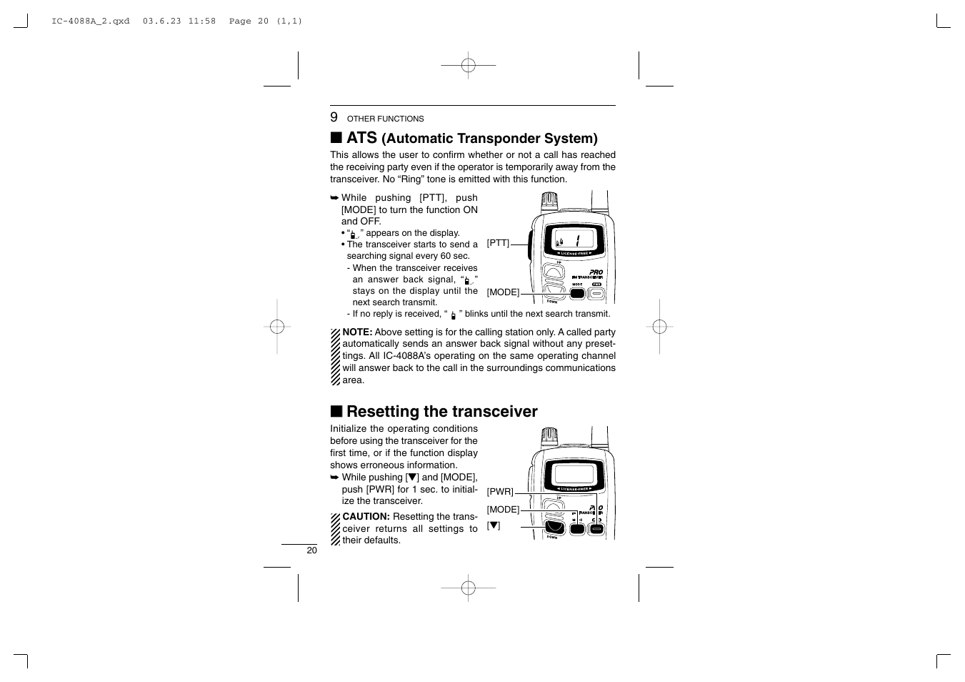 Resetting the transceiver | Socket Mobile IC-4088A User Manual | Page 26 / 32