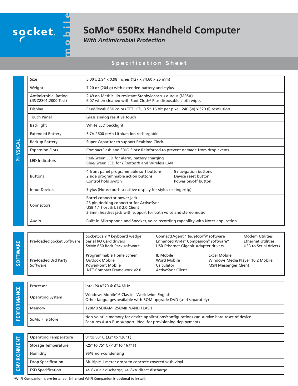 Socket Mobile SOMO 650RX User Manual | 2 pages