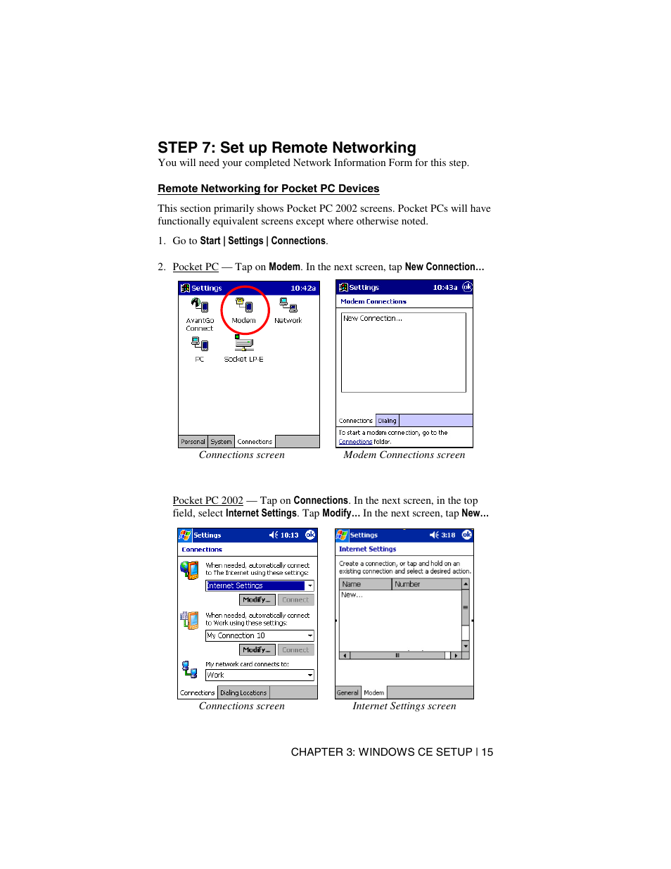 Step 7: set up remote networking, Remote networking for pocket pc devices | Socket Mobile Digital Phone Card for Data-Capable Mobile Phone User Manual | Page 17 / 69