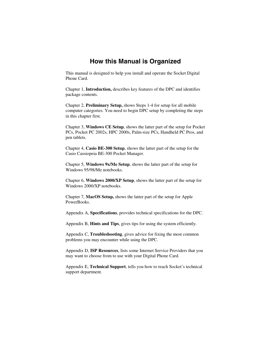 How this manual is organized | Socket Mobile Digital Phone Card for Data-Capable Mobile Phone User Manual | Page 2 / 69