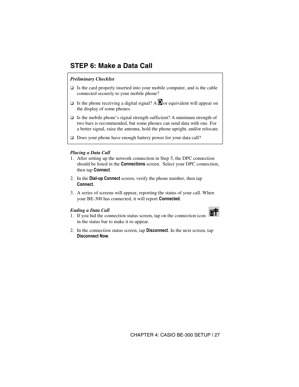 Step 6: make a data call | Socket Mobile Digital Phone Card for Data-Capable Mobile Phone User Manual | Page 29 / 69