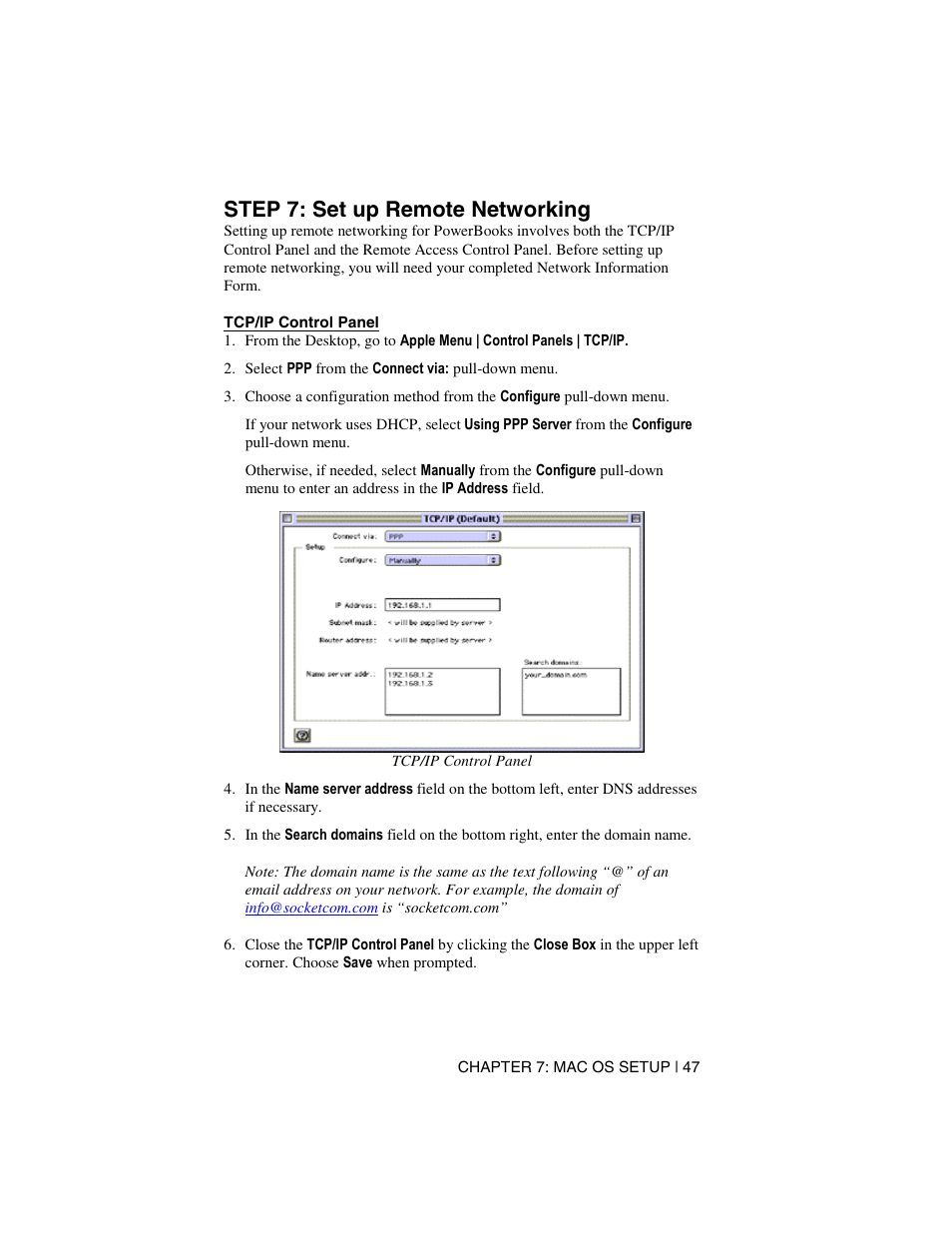 Step 7: set up remote networking, Tcp/ip control panel | Socket Mobile Digital Phone Card for Data-Capable Mobile Phone User Manual | Page 49 / 69