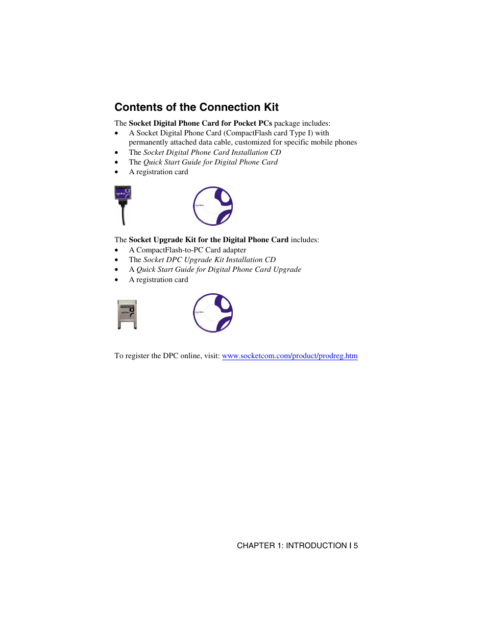 Contents of the connection kit | Socket Mobile Digital Phone Card for Data-Capable Mobile Phone User Manual | Page 7 / 69
