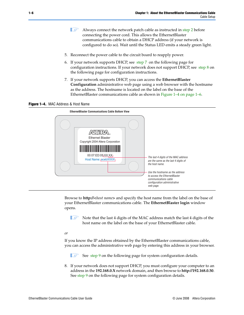 Figure 1–4: mac address & host name -6 | Socket Mobile Ethernet Blaster Communications Cable User Manual | Page 14 / 35