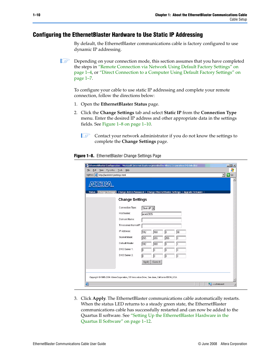 Configuring the, Configuring the ethernetblaster | Socket Mobile Ethernet Blaster Communications Cable User Manual | Page 18 / 35