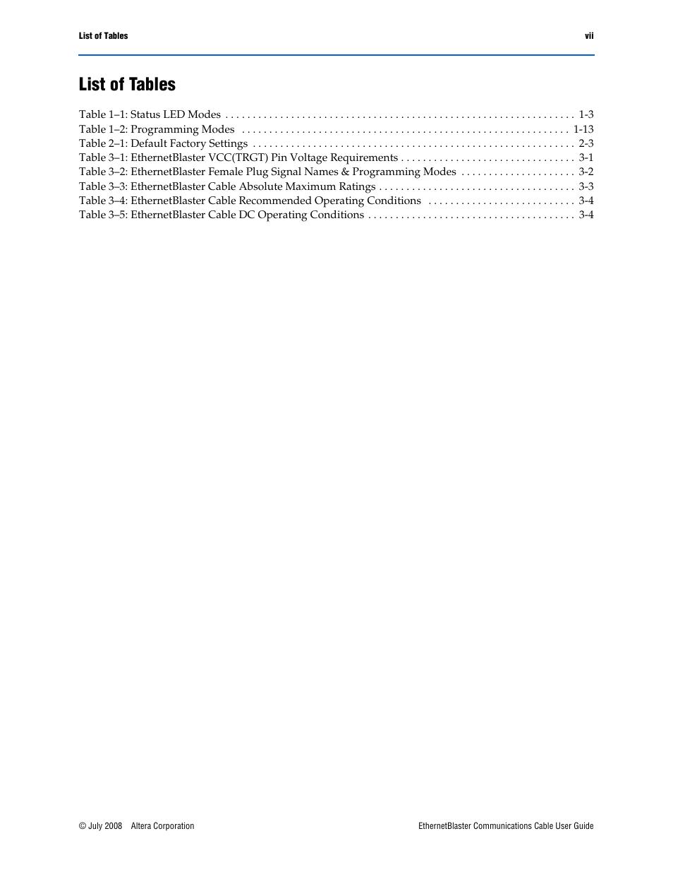 List of tables | Socket Mobile Ethernet Blaster Communications Cable User Manual | Page 7 / 35