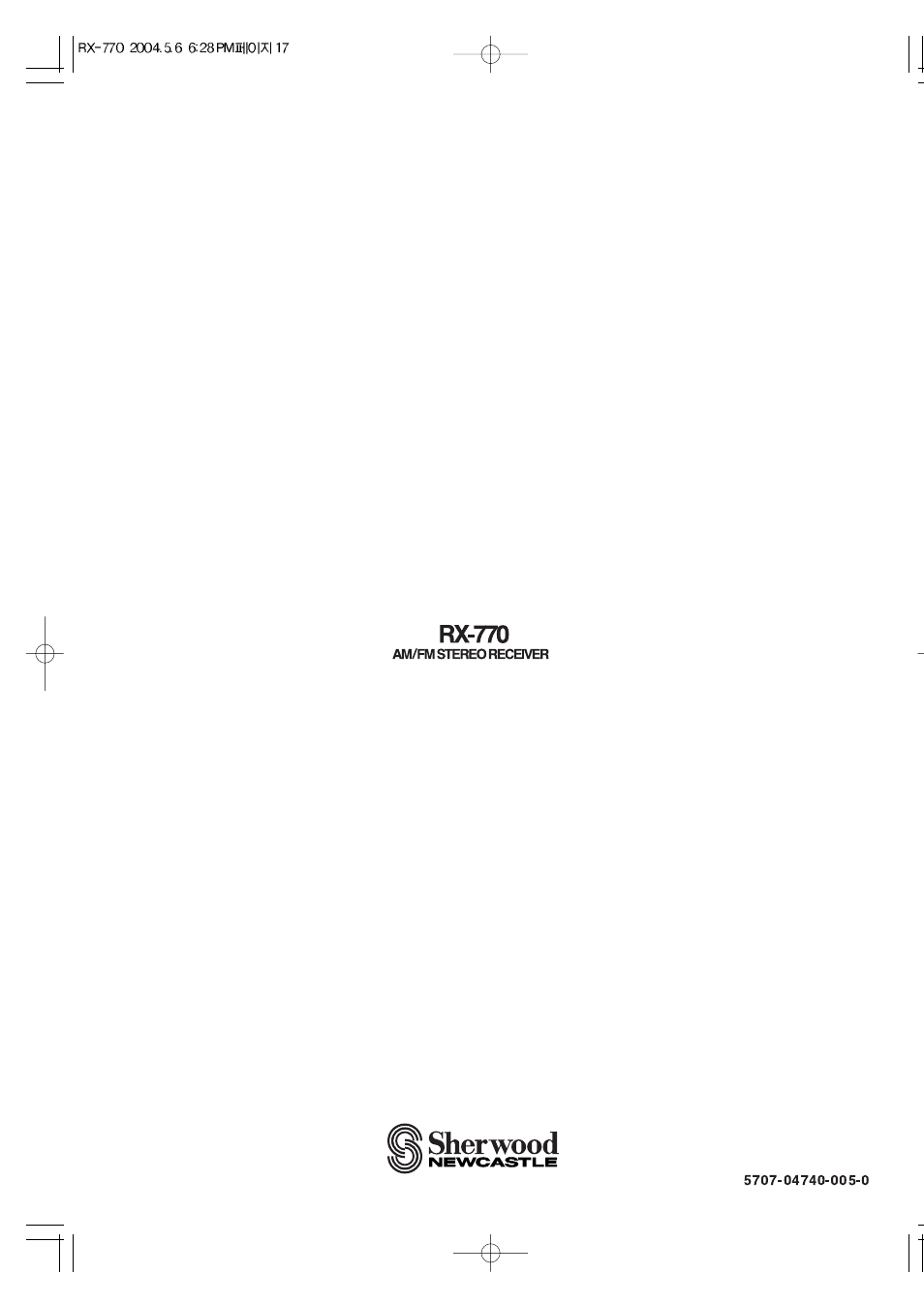 Sherwood RX-770 User Manual | Page 17 / 17