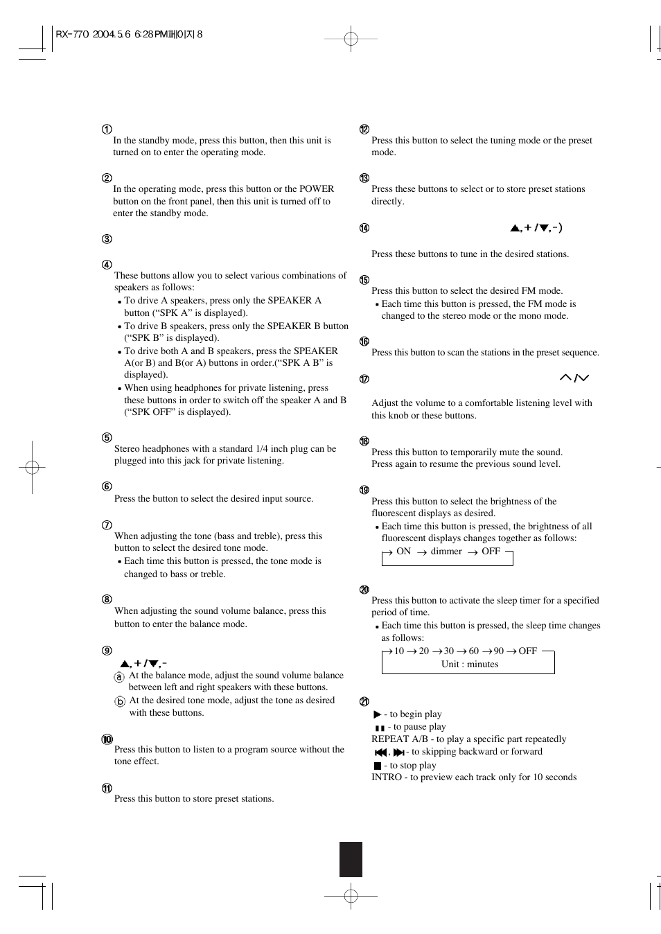 Sherwood RX-770 User Manual | Page 8 / 17