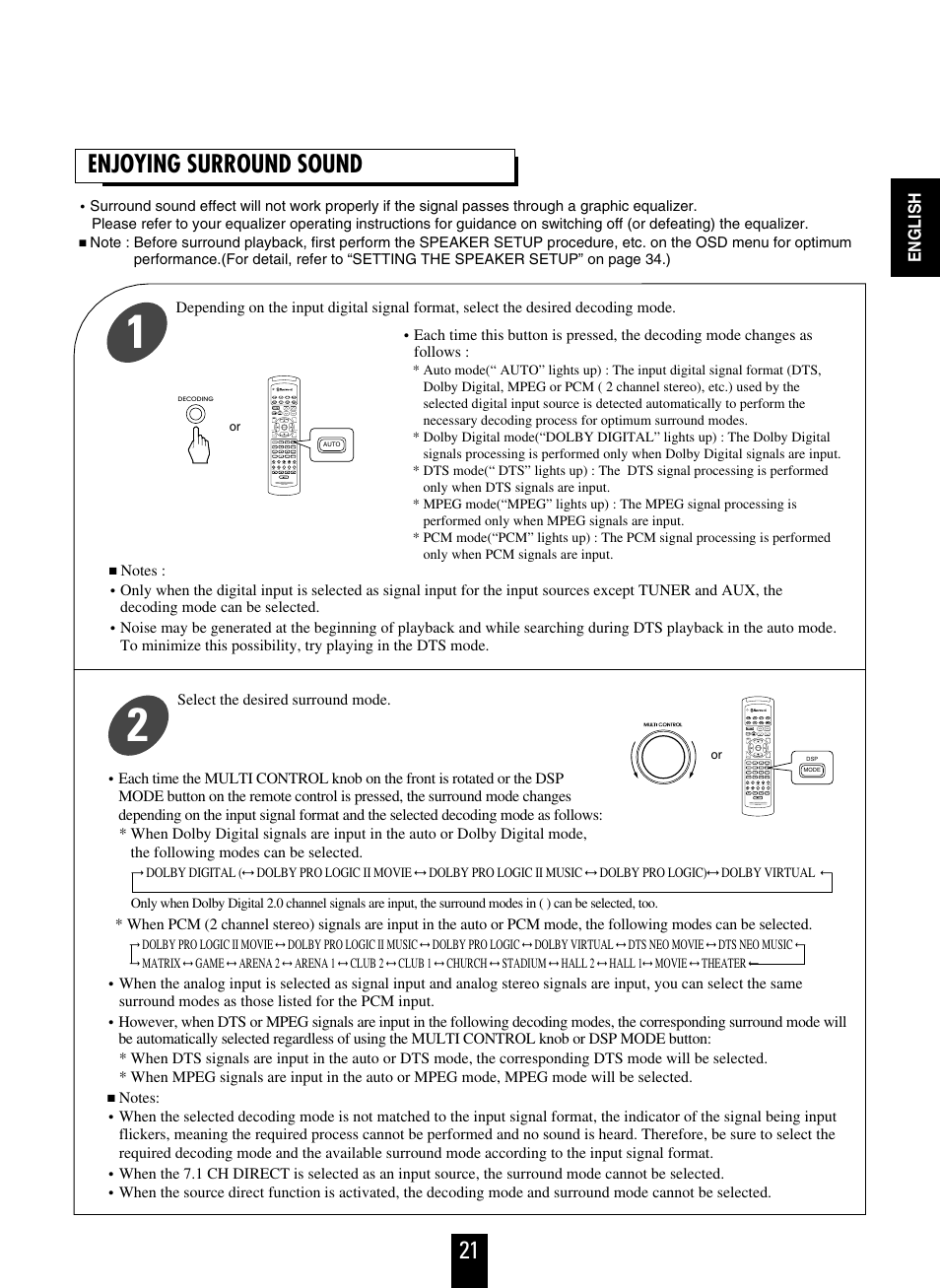 21 enjoying surround sound | Sherwood R-863 User Manual | Page 21 / 48