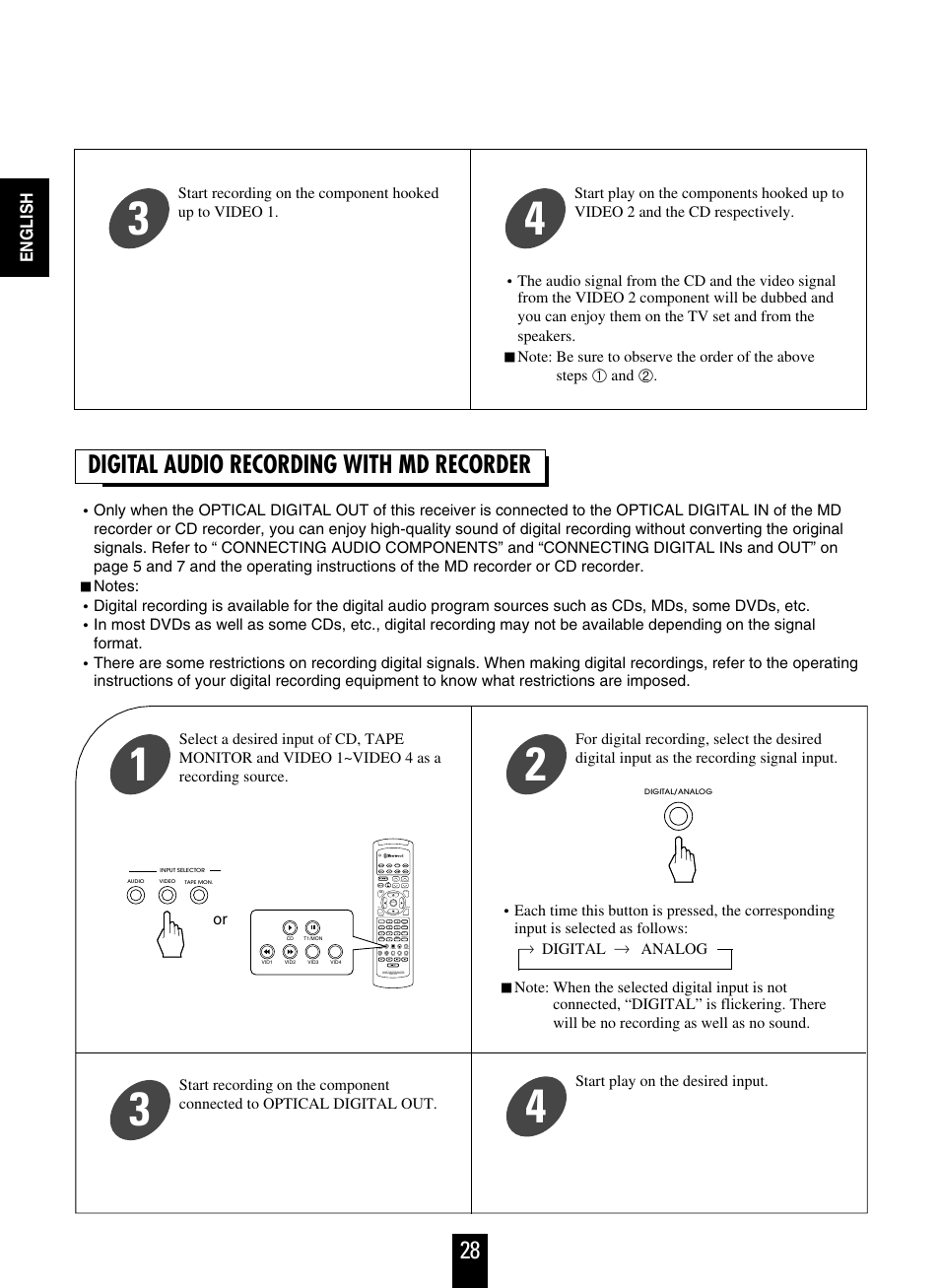 28 digital audio recording with md recorder | Sherwood R-863 User Manual | Page 28 / 48