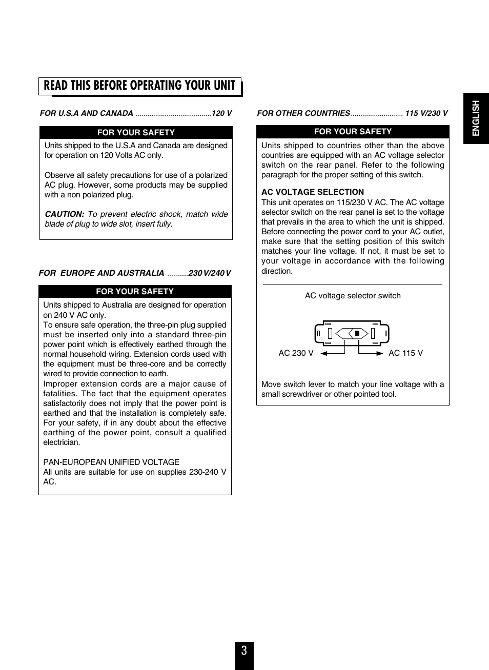 3read this before operating your unit | Sherwood R-863 User Manual | Page 3 / 48