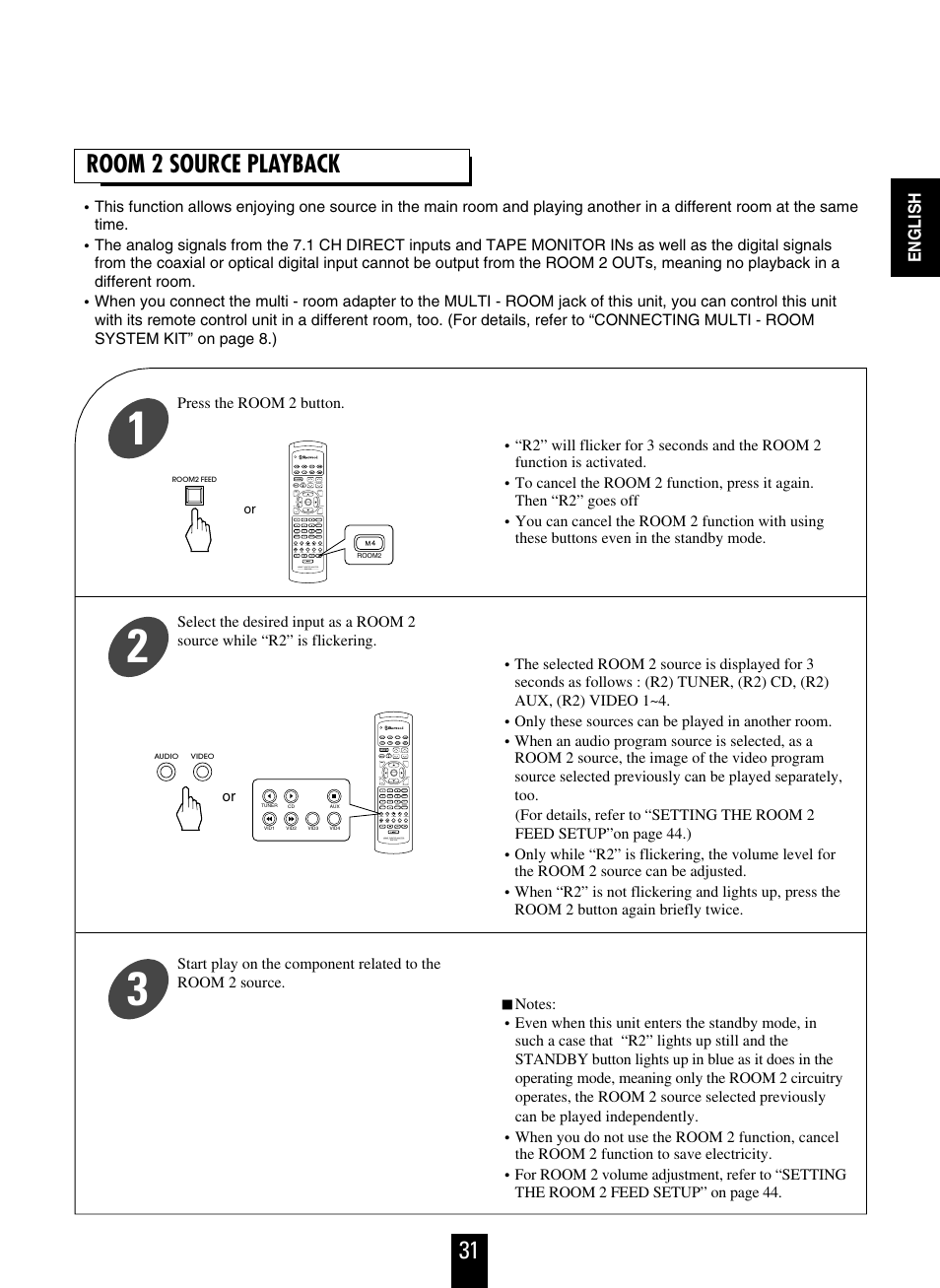 31 room 2 source playback | Sherwood R-863 User Manual | Page 31 / 48